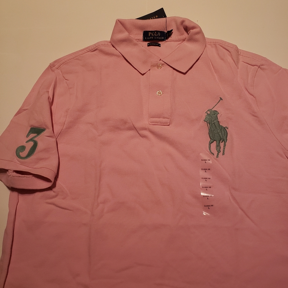 Ralph Lauren Big Pony Mesh Polo Shirt Pink Large